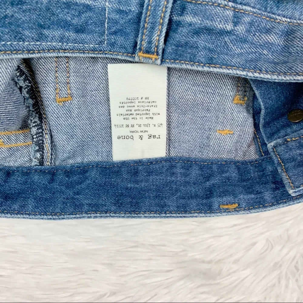 Rag &‎ bone Santa Cruz denim pencil skirt button front released raw hem